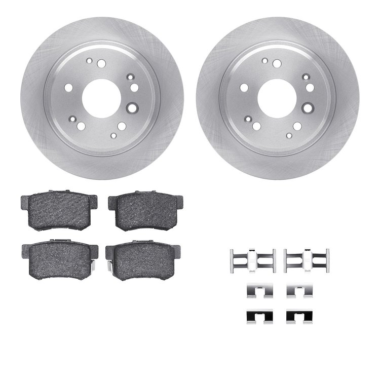6512-58103 Brake Rotors w/5000 Advanced Brake Pads Kit with Hardware, 2003-2011 Acura/Honda, Position: Rear
