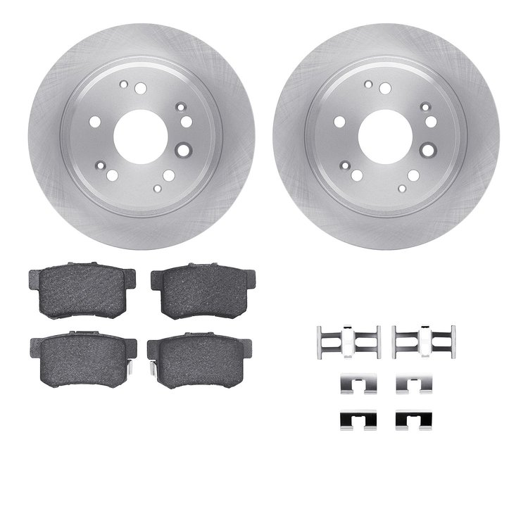6512-58104 Brake Rotors w/5000 Advanced Brake Pads Kit with Hardware, 2004-2008 Acura/Honda, Position: Rear