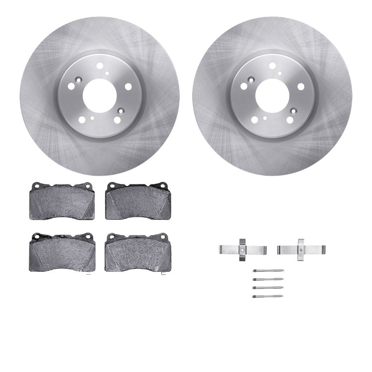 6512-58109 Brake Rotors w/5000 Advanced Brake Pads Kit with Hardware, 2004-2008 Acura/Honda, Position: Front