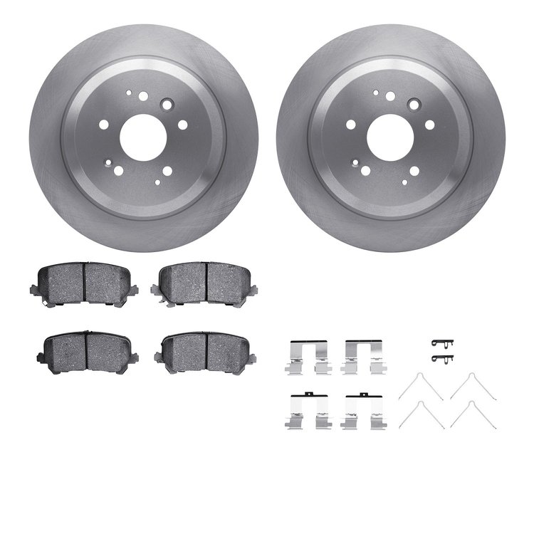6512-58145 Brake Rotors w/5000 Advanced Brake Pads Kit with Hardware, 2014-2016 Acura/Honda, Position: Rear