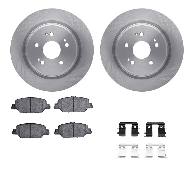 6512-58149 Brake Rotors w/5000 Advanced Brake Pads Kit with Hardware, Fits Select Acura/Honda, Position: Rear