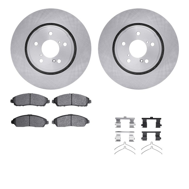 6512-58157 Brake Rotors w/5000 Advanced Brake Pads Kit with Hardware, 2017-2020 Acura/Honda, Position: Front
