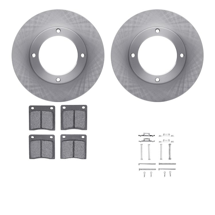 6512-59093 Brake Rotors w/5000 Advanced Brake Pads Kit with Hardware, 1973-1974 Acura/Honda, Position: Front