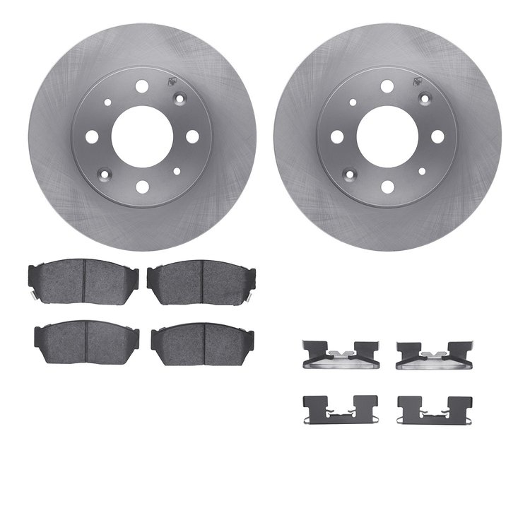 6512-59111 Brake Rotors w/5000 Advanced Brake Pads Kit with Hardware, 1983-1983 Acura/Honda, Position: Front