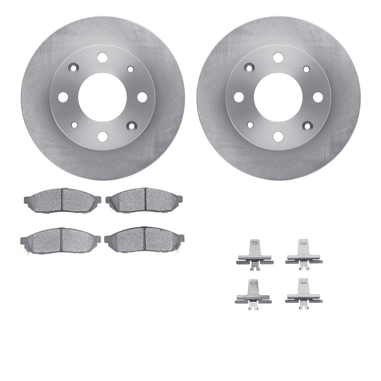 6512-59128 Brake Rotors w/5000 Advanced Brake Pads Kit with Hardware, 1980-1983 Acura/Honda, Position: Front