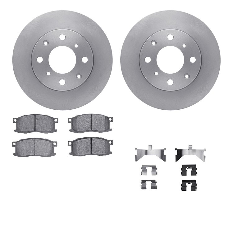 6512-59131 Brake Rotors w/5000 Advanced Brake Pads Kit with Hardware, 1979-1982 Acura/Honda, Position: Front