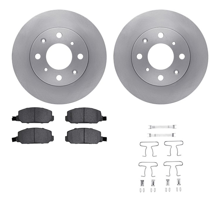 6512-59132 Brake Rotors w/5000 Advanced Brake Pads Kit with Hardware, 1980-1982 Acura/Honda, Position: Front