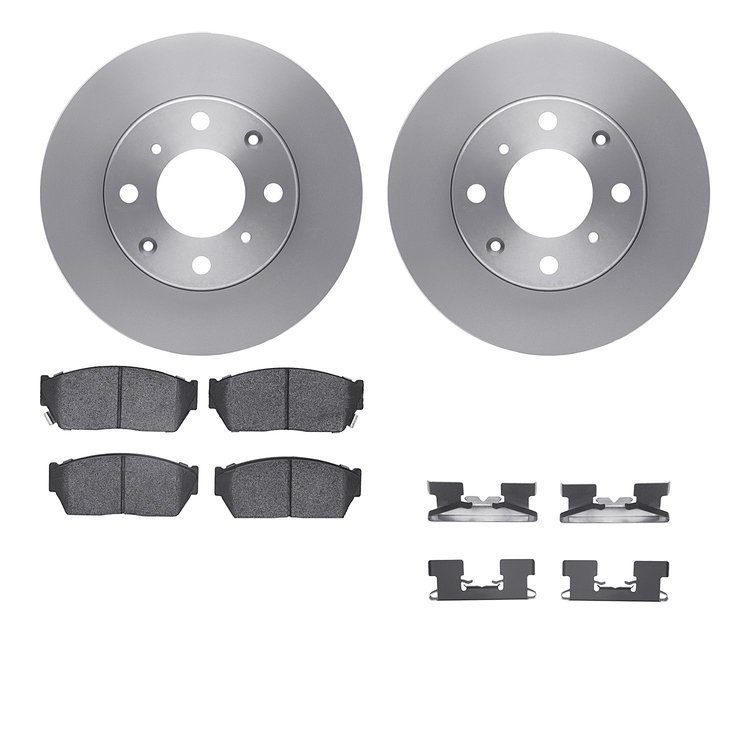 6512-59140 Brake Rotors w/5000 Advanced Brake Pads Kit with Hardware, 1984-1987 Acura/Honda, Position: Front