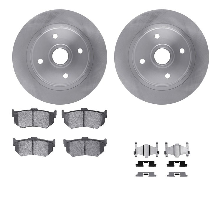 6512-59146 Brake Rotors w/5000 Advanced Brake Pads Kit with Hardware, 1984-1987 Acura/Honda, Position: Rear