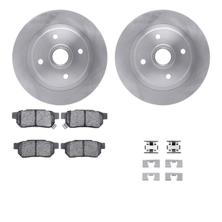 6512-59147 Brake Rotors w/5000 Advanced Brake Pads Kit with Hardware, 1985-1987 Acura/Honda, Position: Rear
