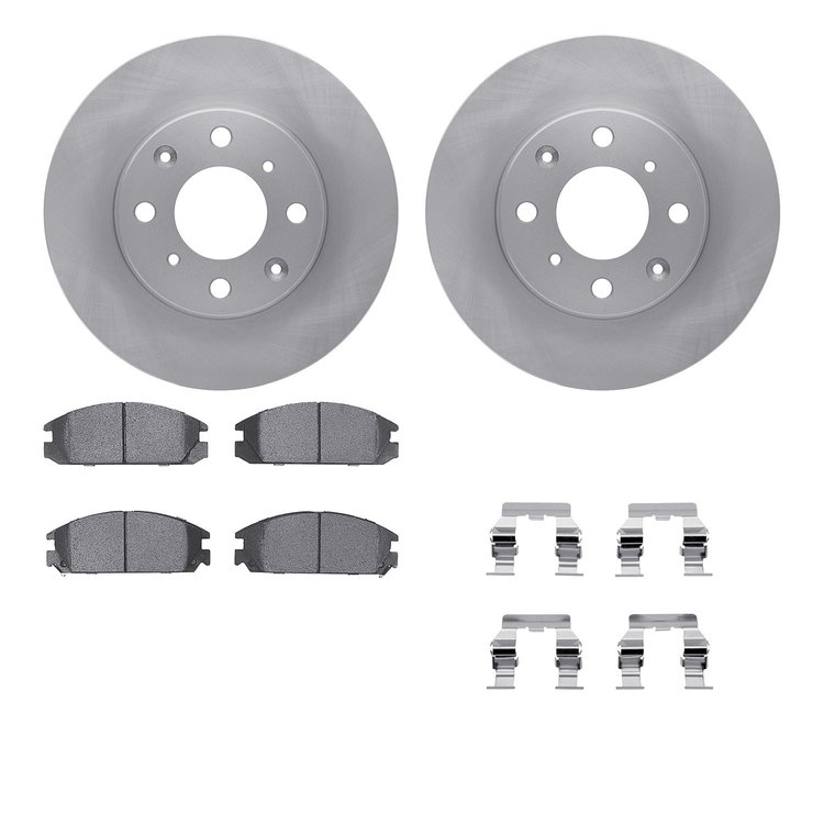 6512-59154 Brake Rotors w/5000 Advanced Brake Pads Kit with Hardware, 1985-1989 Acura/Honda, Position: Front