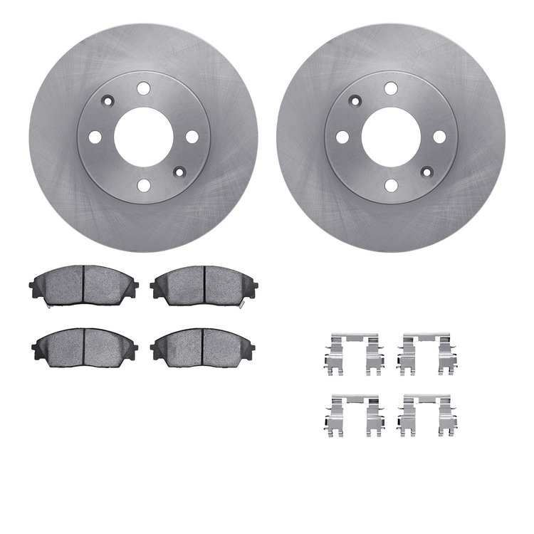 6512-59167 Brake Rotors w/5000 Advanced Brake Pads Kit with Hardware, 1988-1991 Acura/Honda, Position: Front