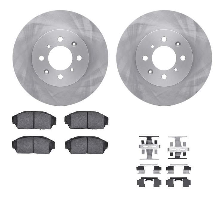 6512-59188 Brake Rotors w/5000 Advanced Brake Pads Kit with Hardware, 1988-1991 Acura/Honda, Position: Front
