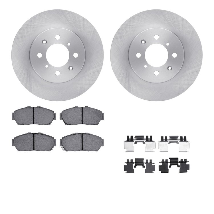 6512-59194 Brake Rotors w/5000 Advanced Brake Pads Kit with Hardware, 1993-2001 Acura/Honda, Position: Front