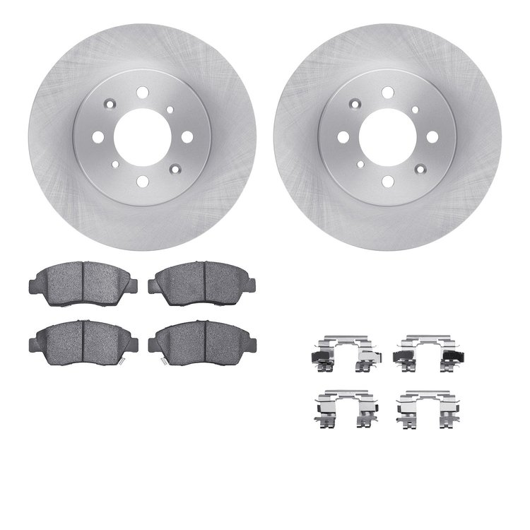6512-59195 Brake Rotors w/5000 Advanced Brake Pads Kit with Hardware, 1993-1997 Acura/Honda, Position: Front
