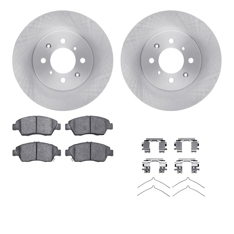 6512-59196 Brake Rotors w/5000 Advanced Brake Pads Kit with Hardware, 2003-2008 Acura/Honda, Position: Front
