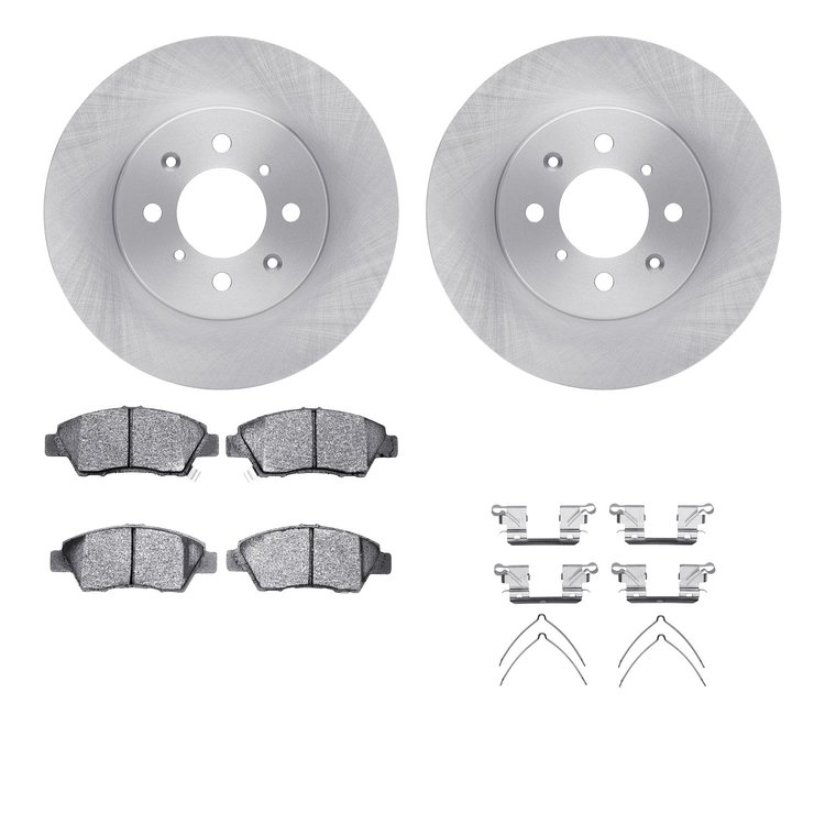 6512-59197 Brake Rotors w/5000 Advanced Brake Pads Kit with Hardware, 2009-2014 Acura/Honda, Position: Front
