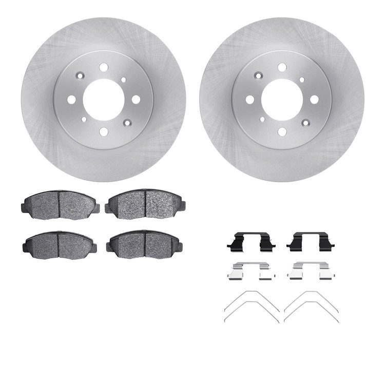 6512-59198 Brake Rotors w/5000 Advanced Brake Pads Kit with Hardware, 1996-2014 Acura/Honda, Position: Front