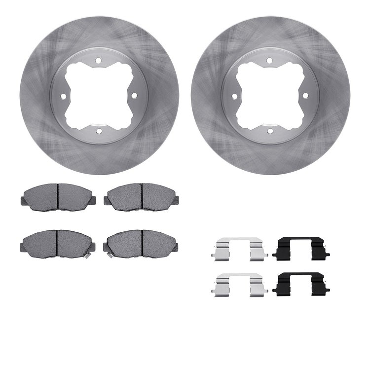 6512-59213 Brake Rotors w/5000 Advanced Brake Pads Kit with Hardware, 1990-1997 Acura/Honda, Position: Front