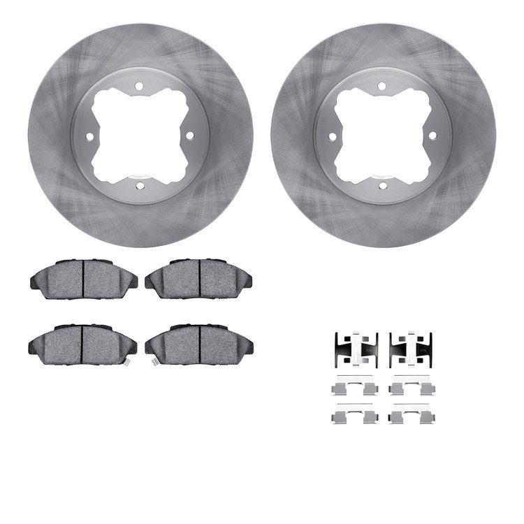 6512-59214 Brake Rotors w/5000 Advanced Brake Pads Kit with Hardware, 1990-1993 Acura/Honda, Position: Front