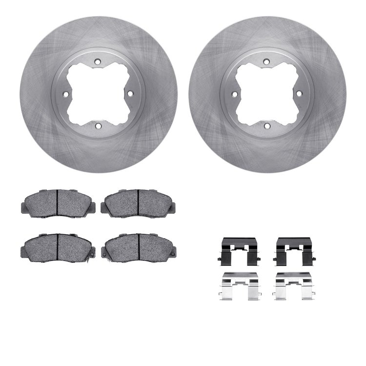 6512-59228 Brake Rotors w/5000 Advanced Brake Pads Kit with Hardware, 1991-1997 Acura/Honda, Position: Front