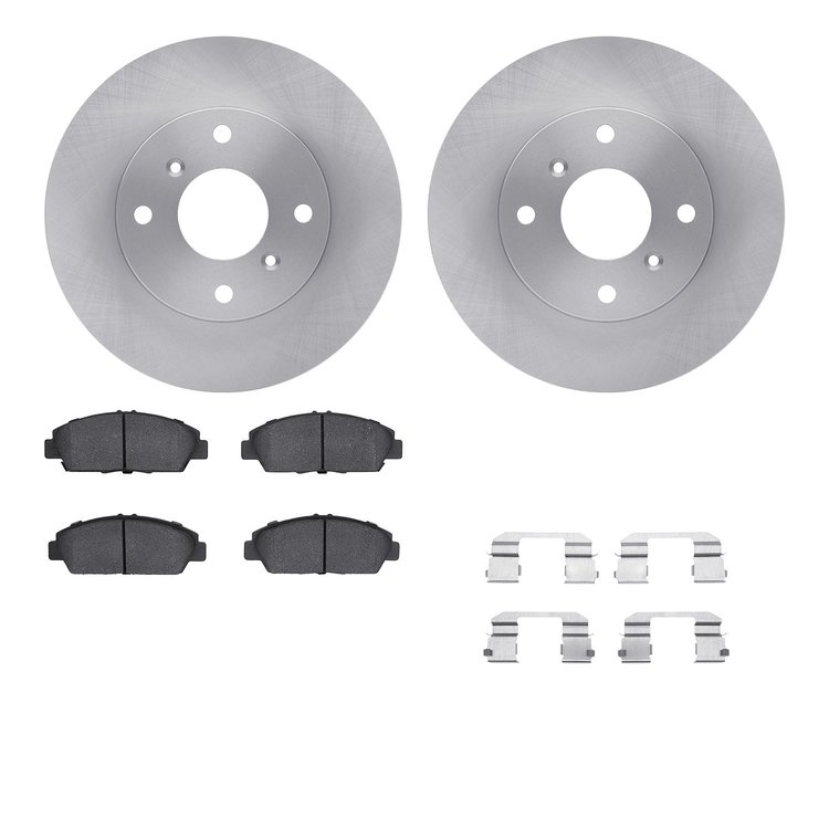 6512-59234 Brake Rotors w/5000 Advanced Brake Pads Kit with Hardware, 1992-1996 Acura/Honda, Position: Front