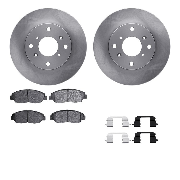 6512-59244 Brake Rotors w/5000 Advanced Brake Pads Kit with Hardware, 1998-2002 Acura/Honda, Position: Front