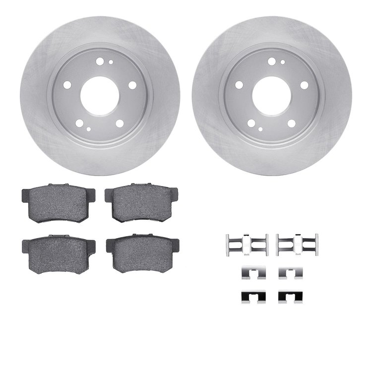 6512-59249 Brake Rotors w/5000 Advanced Brake Pads Kit with Hardware, 1997-2015 Acura/Honda, Position: Rear