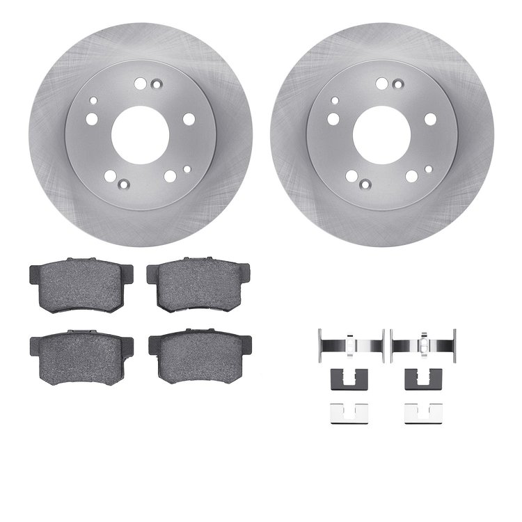 6512-59259 Brake Rotors w/5000 Advanced Brake Pads Kit with Hardware, 1998-2002 Acura/Honda, Position: Rear
