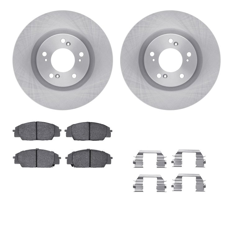 6512-59265 Brake Rotors w/5000 Advanced Brake Pads Kit with Hardware, 2000-2009 Acura/Honda, Position: Front