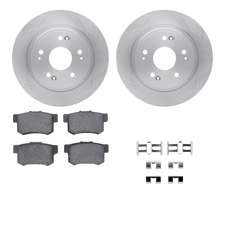 6512-59288 Brake Rotors w/5000 Advanced Brake Pads Kit with Hardware, Fits Select Acura/Honda, Position: Rear