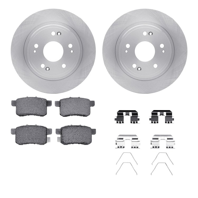6512-59289 Brake Rotors w/5000 Advanced Brake Pads Kit with Hardware, 2008-2017 Acura/Honda, Position: Rear