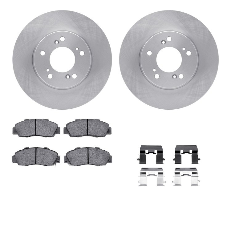 6512-59331 Brake Rotors w/5000 Advanced Brake Pads Kit with Hardware, 1997-2001 Acura/Honda, Position: Front