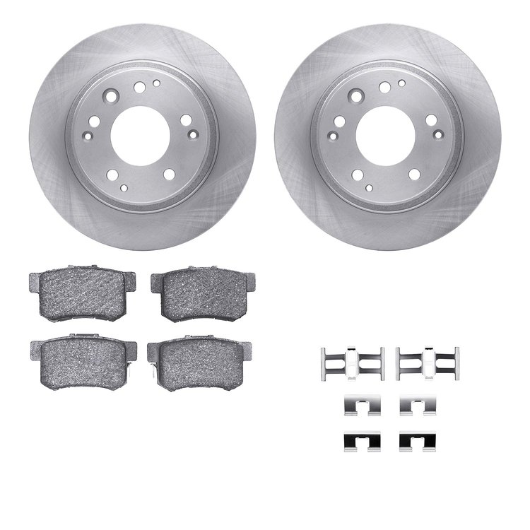 6512-59336 Brake Rotors w/5000 Advanced Brake Pads Kit with Hardware, 1995-1998 Acura/Honda, Position: Rear