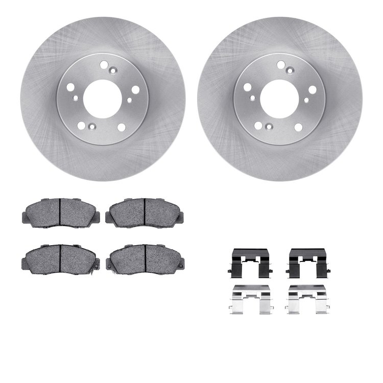 6512-59342 Brake Rotors w/5000 Advanced Brake Pads Kit with Hardware, 1998-2002 Acura/Honda, Position: Front