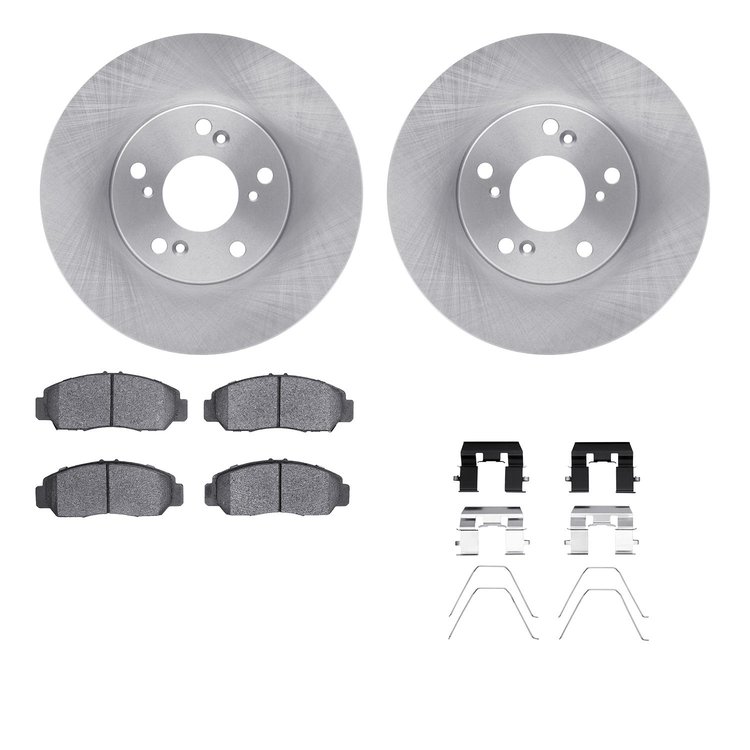 6512-59346 Brake Rotors w/5000 Advanced Brake Pads Kit with Hardware, 2003-2021 Acura/Honda, Position: Front