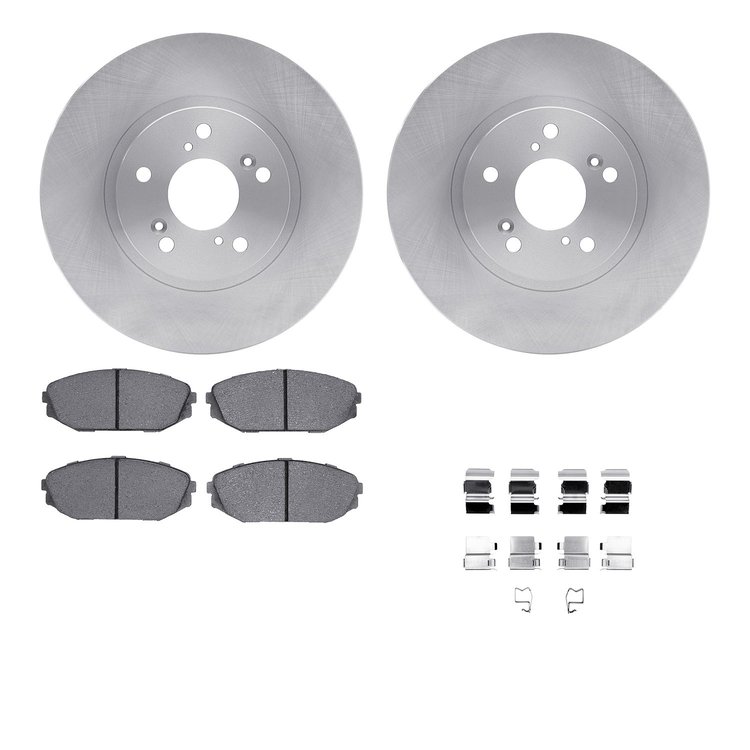 6512-59358 Brake Rotors w/5000 Advanced Brake Pads Kit with Hardware, 1999-2004 Acura/Honda, Position: Front