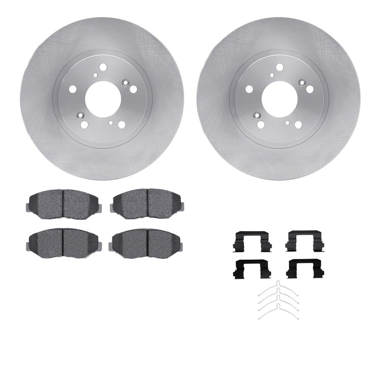 6512-59360 Brake Rotors w/5000 Advanced Brake Pads Kit with Hardware, 2003-2008 Acura/Honda, Position: Front