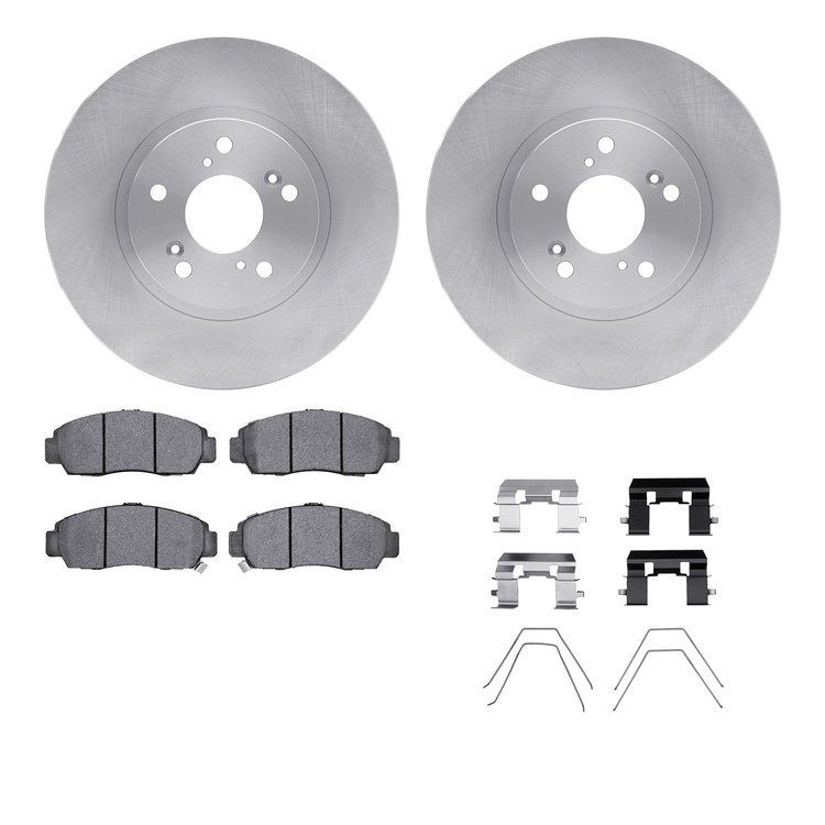 6512-59361 Brake Rotors w/5000 Advanced Brake Pads Kit with Hardware, 1999-2014 Acura/Honda, Position: Front