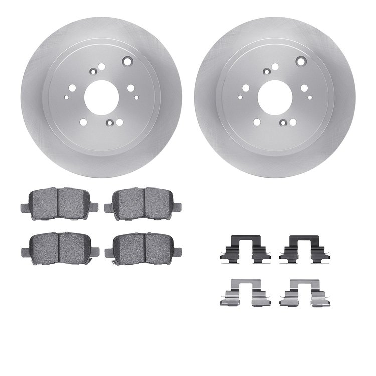 6512-59372 Brake Rotors w/5000 Advanced Brake Pads Kit with Hardware, 2001-2008 Acura/Honda, Position: Rear