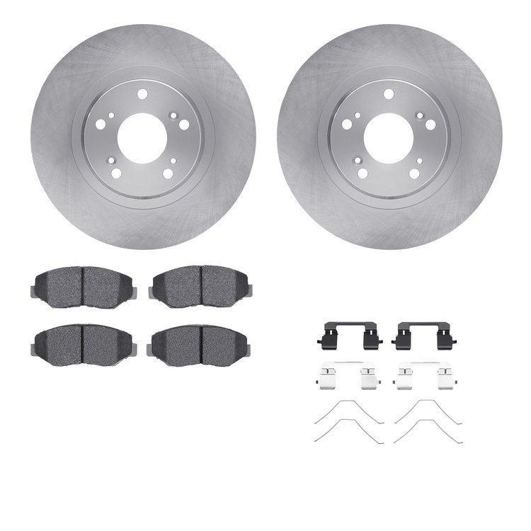 6512-59378 Brake Rotors w/5000 Advanced Brake Pads Kit with Hardware, 2005-2015 Acura/Honda, Position: Front