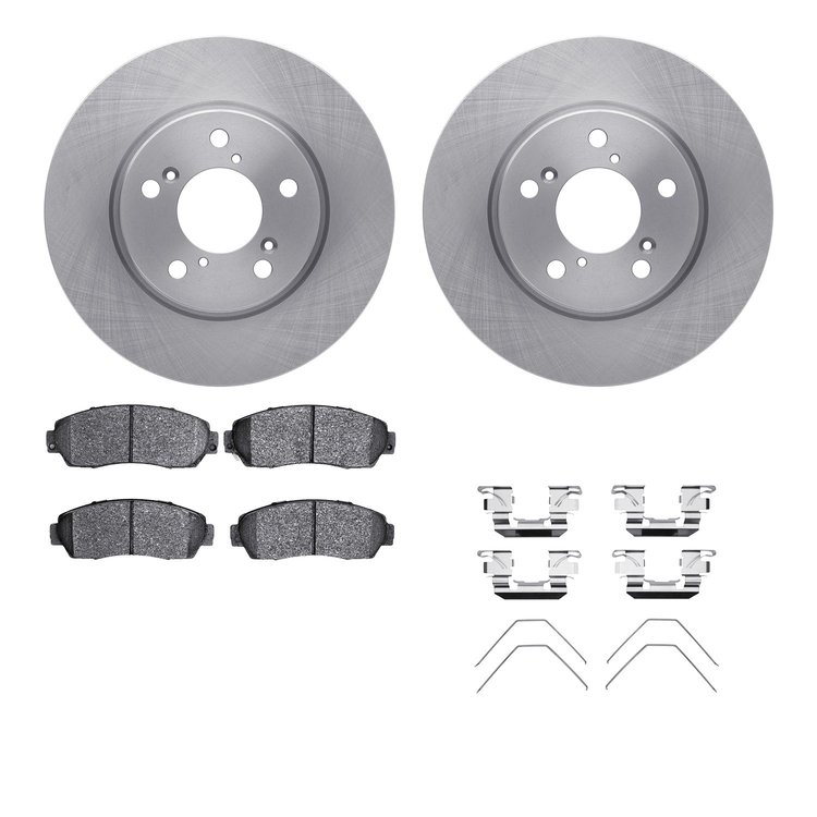 6512-59405 Brake Rotors w/5000 Advanced Brake Pads Kit with Hardware, 2005-2010 Acura/Honda, Position: Front