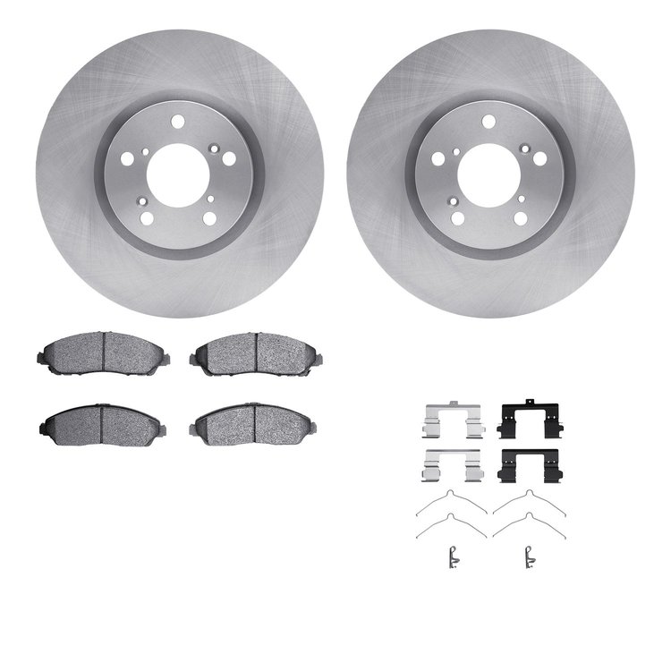 6512-59417 Brake Rotors w/5000 Advanced Brake Pads Kit with Hardware, 2007-2015 Acura/Honda, Position: Front