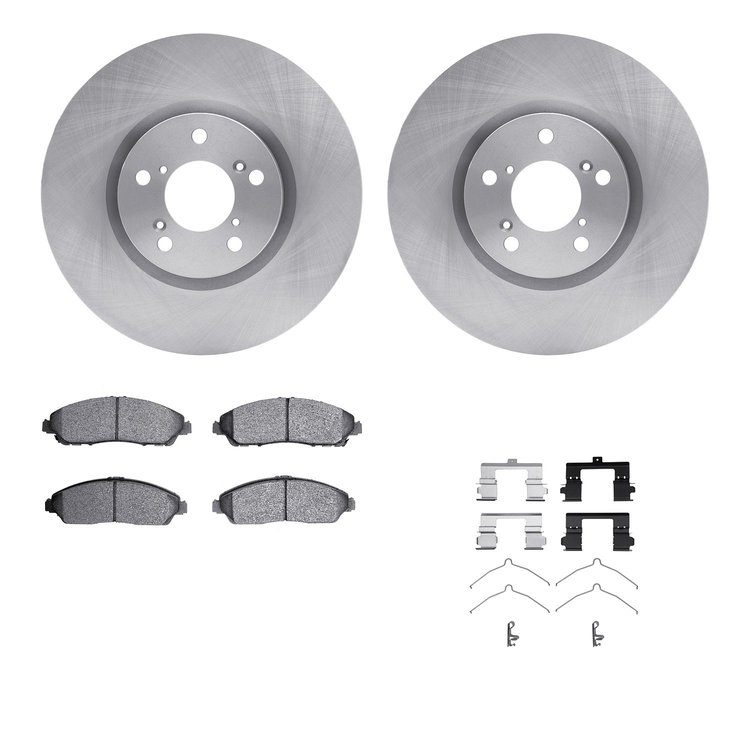6512-59418 Brake Rotors w/5000 Advanced Brake Pads Kit with Hardware, 2014-2020 Acura/Honda, Position: Front