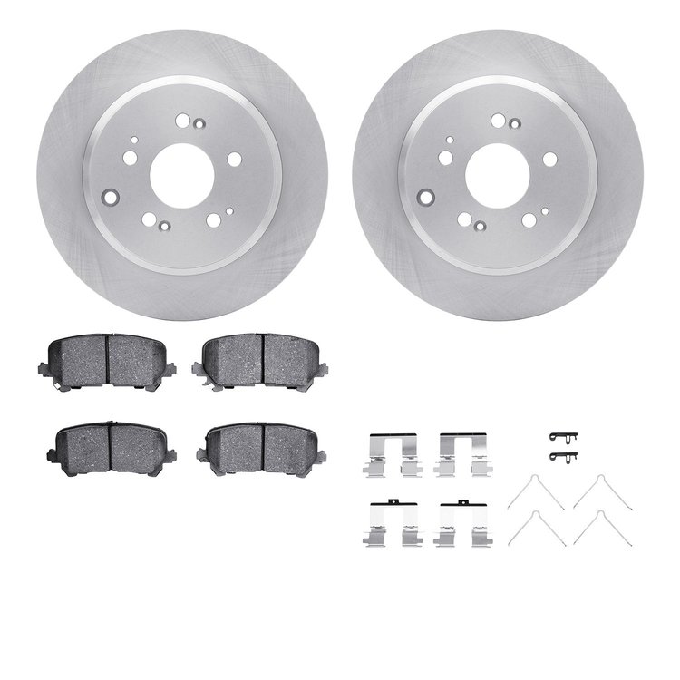 6512-59423 Brake Rotors w/5000 Advanced Brake Pads Kit with Hardware, 2007-2017 Acura/Honda, Position: Rear