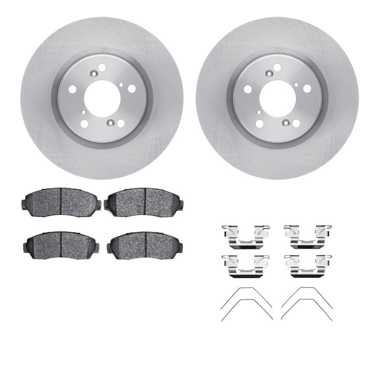 6512-59429 Brake Rotors w/5000 Advanced Brake Pads Kit with Hardware, 2011-2014 Acura/Honda, Position: Front