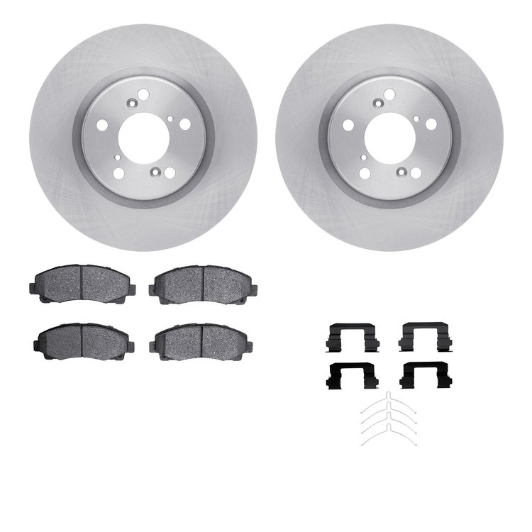 6512-59430 Brake Rotors w/5000 Advanced Brake Pads Kit with Hardware, 2009-2014 Acura/Honda, Position: Front