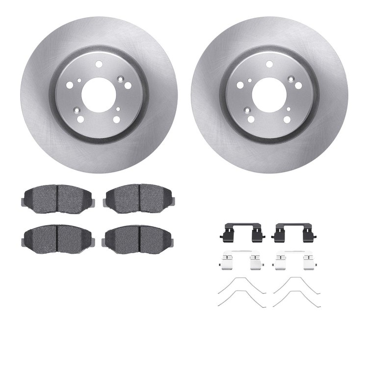 6512-59436 Brake Rotors w/5000 Advanced Brake Pads Kit with Hardware, 2012-2016 Acura/Honda, Position: Front