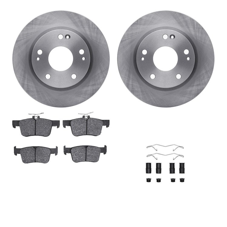 6512-59455 Brake Rotors w/5000 Advanced Brake Pads Kit with Hardware, Fits Select Acura/Honda, Position: Rear