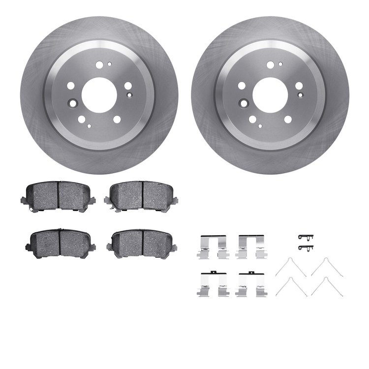 6512-59480 Brake Rotors w/5000 Advanced Brake Pads Kit with Hardware, Fits Select Acura/Honda, Position: Rear